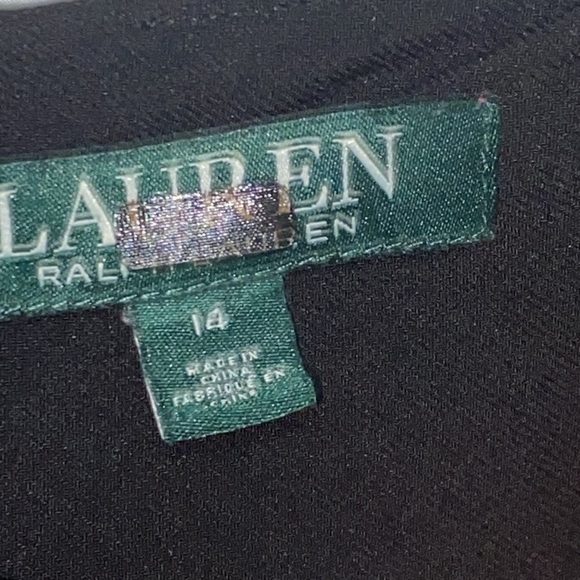 LAUREN RALPH LAUREN WO SIZE 14 Elegant Black Dress. LINED BACK ZIP VELVET INSETS - Picture 2 of 10